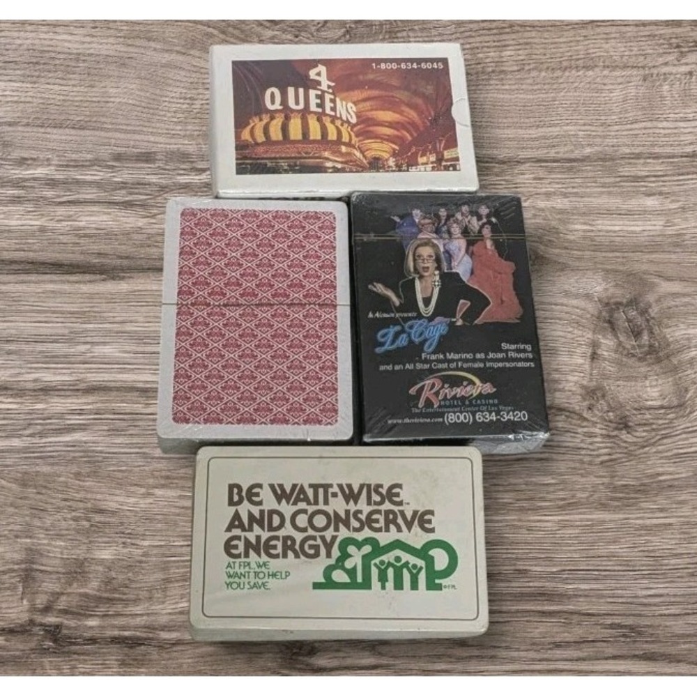 Sealed Playing Cards Hotel Casino Riveria Queens Las Vegas Energy Vtg Set Of 4